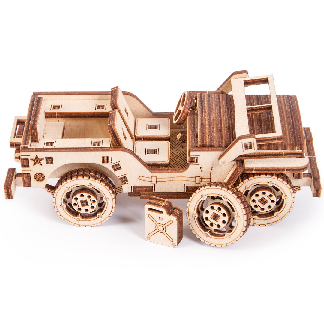 Wood Trick Car Set Jeep ATV Model Mechanical Wooden 3D Puzzle Self Assembly Kit 